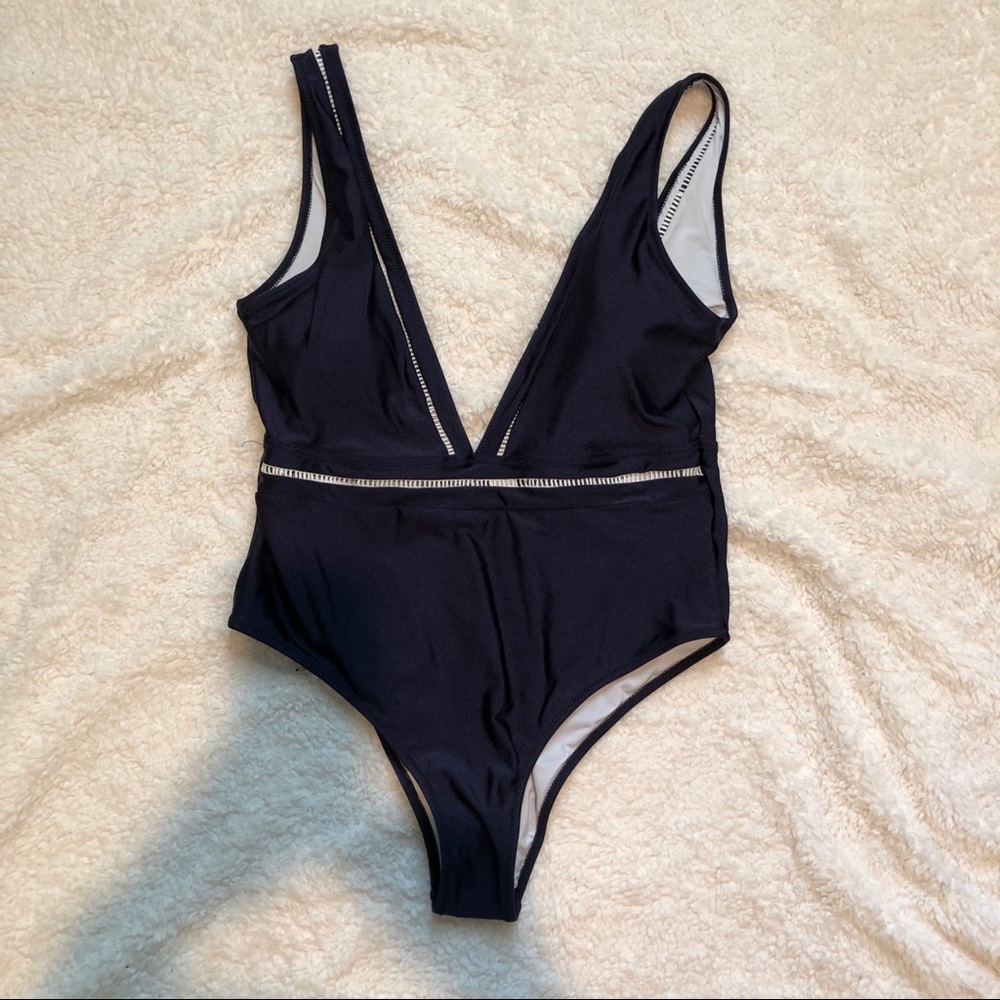 Navy blue one-piece swimsuit